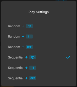 Play Settings screen