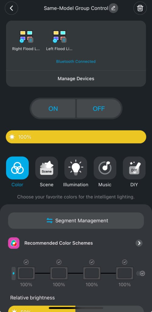 Screenshot showing the control options for Same-Model Group Control