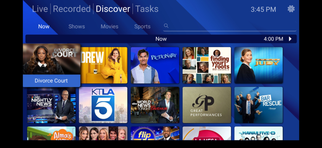 Image shows the UI of the HDHomeRun App